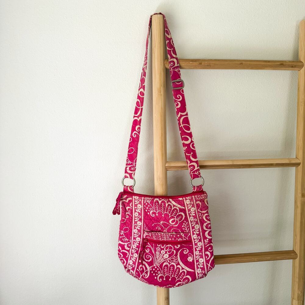 Vera Bradley Pink Quilted Floral Crossbody Bag Adjustable Strap